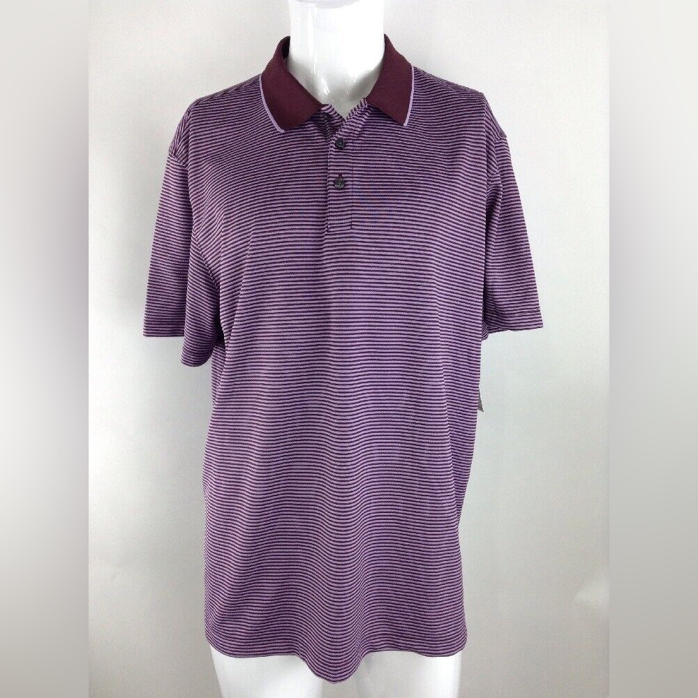 Van Huesen purple and white striped polo
